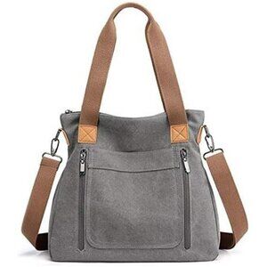 Canvas Tote Bag for Women Work Shoulder Crossbody Purse with Pockets Zipper